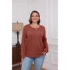 Women's Casual V-Neck Button-Front Ribbed Loose Long Sleeve Pullover Top, Comfortable Knit T-Shirt for Daily Wear - 4 of 4