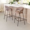 Polyester Fabric Barstool 39.4" H, Brown with Black Steel Legs, Upholstered by Zuo Modern (Set of 2) - 2 of 4
