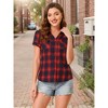 INSPIRE CHIC Women's Classic Short Sleeve Button Down Plaid Shirt - 2 of 4