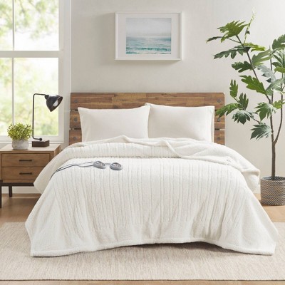 Twin Ivory Sherpa Reversible Heated Blanket