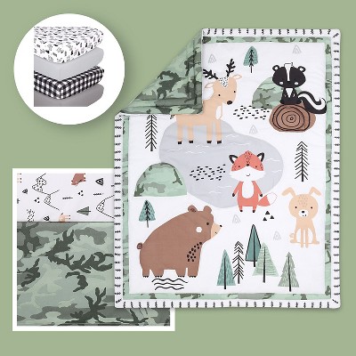The Peanutshell Woodland Camo Green Crib Bedding Set, 4pc to 12 Pc