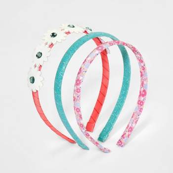Girls' 3pk Glitter Flower Headbands - Cat & Jack™