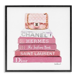 Stupell Industries Pink Book Stack Fashion Handbag, 17" x 17" - 1 of 4