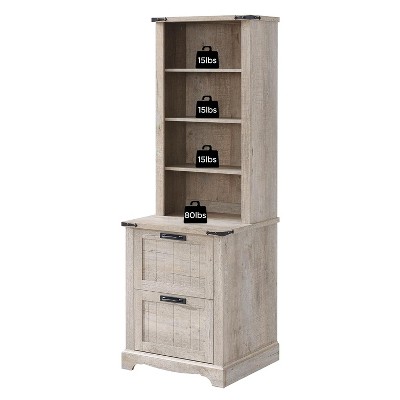 Farmhouse Bookshelf with 2 Large File Drawers, 72" Tall Bookcase with Storage,  4 Tier Rustic Wood Bookshelf for Home, Living Room