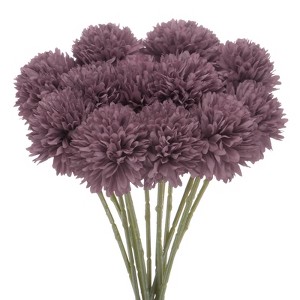 Unique Bargains Plastic Silk Durable Artificial Chrysanthemum Ball Flowers 11" - 1 of 4