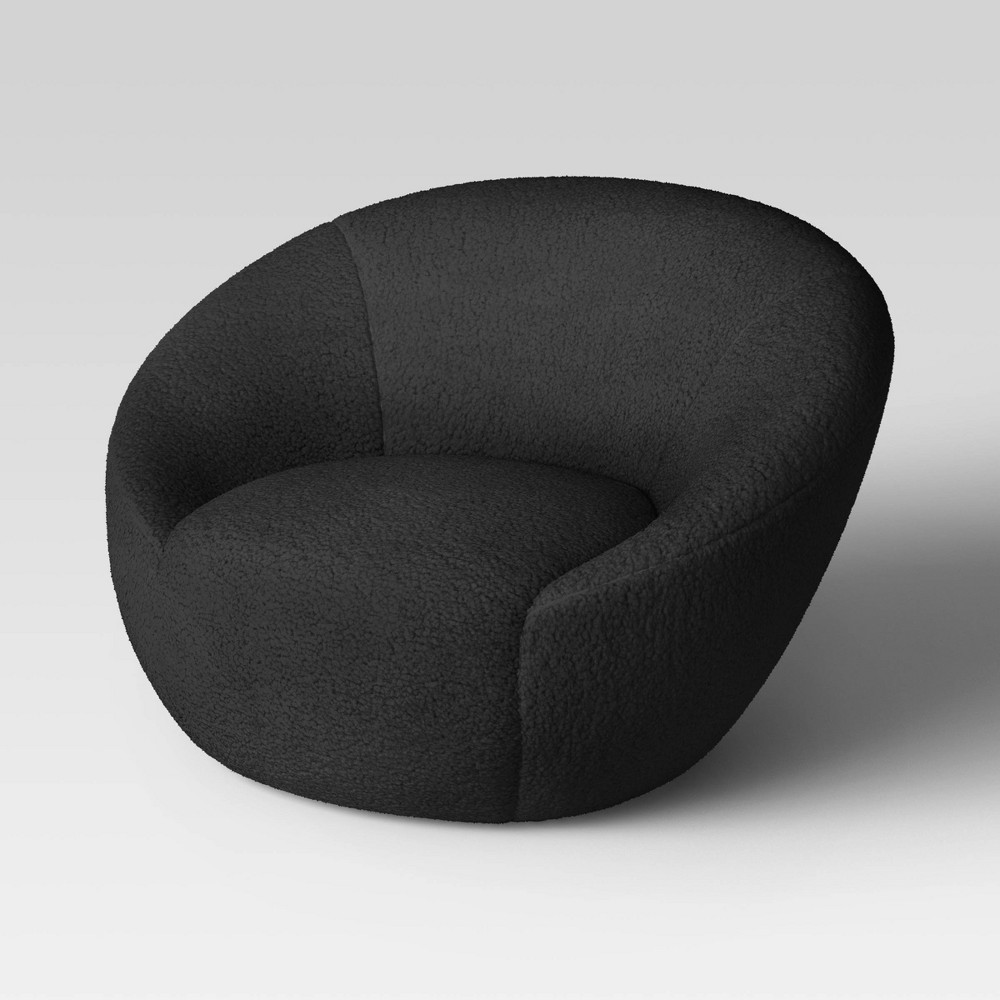 Swivel Faux Shearling Accent Chair Black (FA) - Room Essentials™