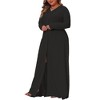 Agnes Orinda Women's Plus Size Side Split Long Sleeve Button Down Beach Maxi Shirt Dresses - 4 of 4