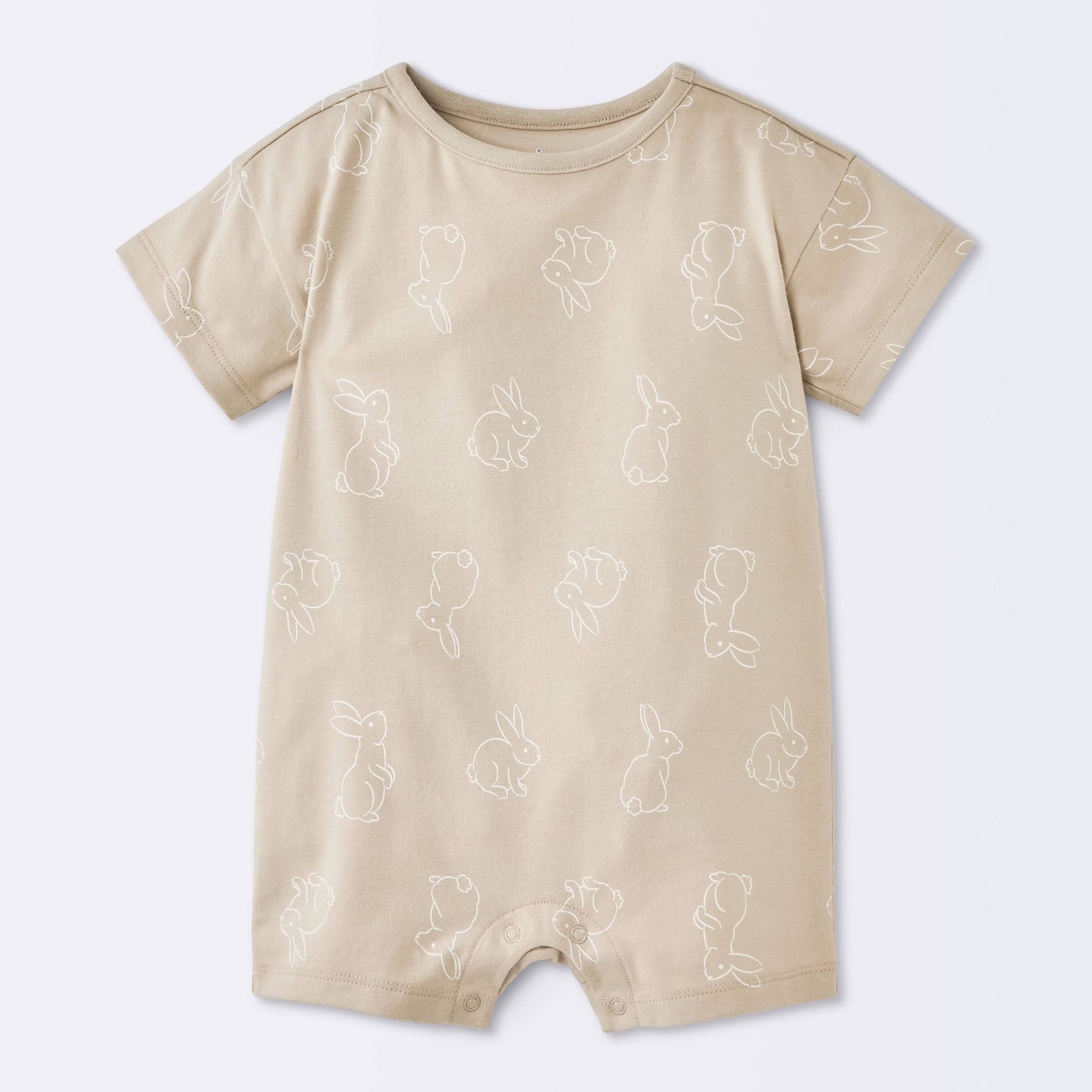 Baby Boys' Bunny Graphic Short Sleeve Romper - Cloud Island™ Tan 12M