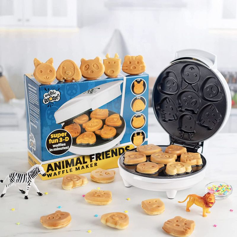 Animal Mini Waffle Maker- Makes 7 Fun  Different Shaped Pancakes Including a Cat  Dog  Reindeer & More - Electric Non-stick Waffler  Fun Gift, 3 of 4