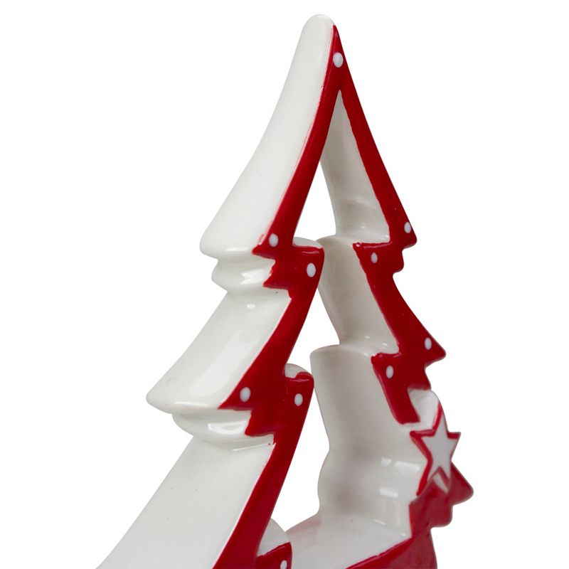 Northlight 4.5" Red and White Ceramic Christmas Tree Tabletop Decoration, 4 of 5