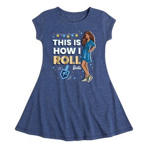Girls' - Barbie - This is How I Roll Holiday Fit & Flair Cap Sleeve Dress - 1 of 3