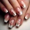 LOVELAY CREATIONS White Short Coffin French Press-On Nails with Plum Blossom - 4 of 4