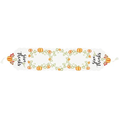 Juvale Give Thanks Table Runner for Thanksgiving, Fall Pumpkin Home Décor (15 x 68.5 Inches)