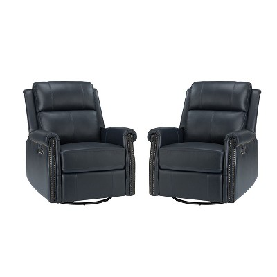 Set of 2 Lorenzo Genuine Leather Power Rocking Recliner| ART OF LIVING DESIGNS