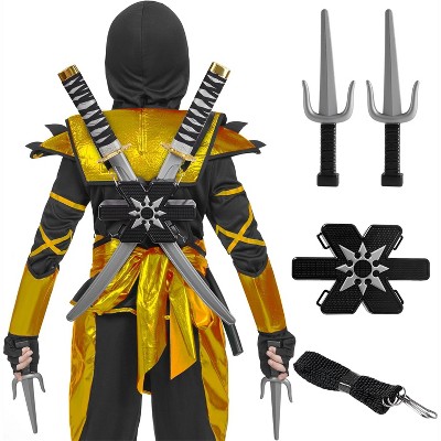 Joyfy Halloween Ninja Weapon Toy Set, Ninja Backpack with Ninja Swords and Knives for Kids, Ninja Costume Accessories for Cosplay Dress Up Party