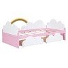 Kids Cartoon Bed Frame with 8 Solid Wood Slats 2 Drawers Twin Size Platform Bed with Clouds Sunflower Decor - 4 of 4