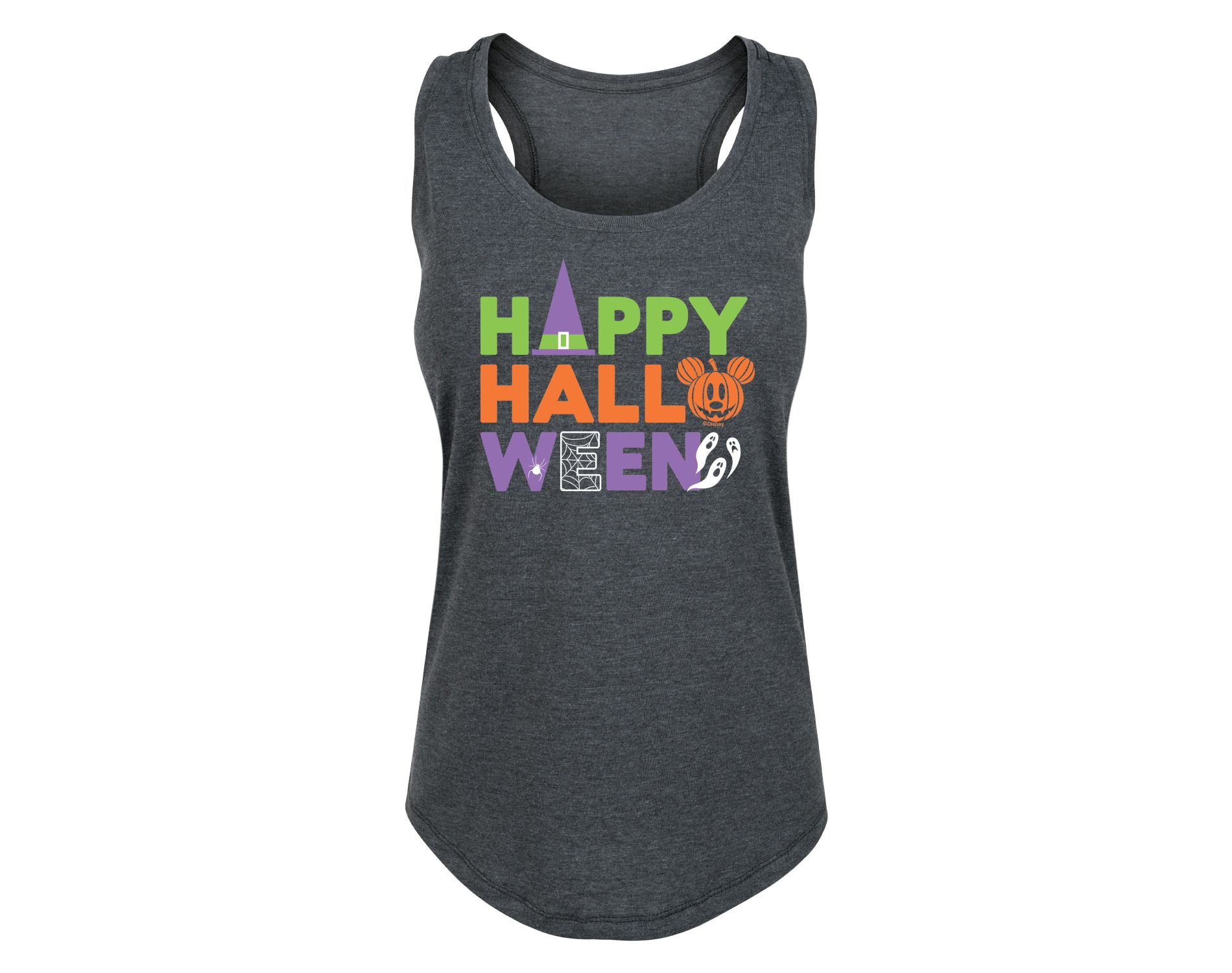 Women's Disney Happy Halloween Graphic Racerback Tank - Heather Charcoal - Large