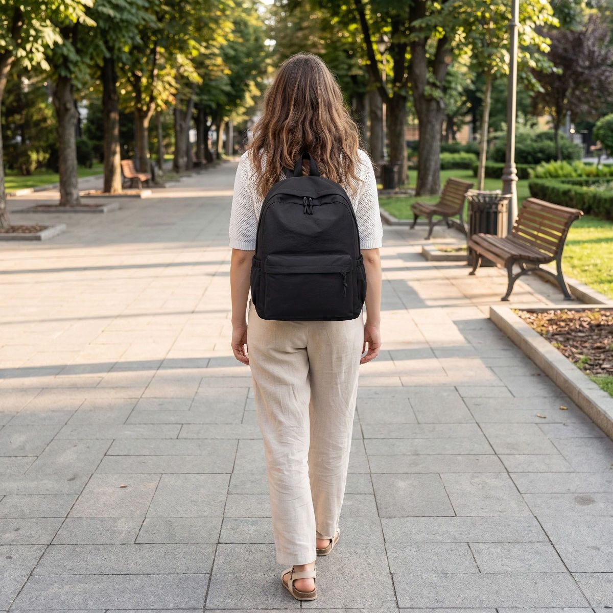 Alilang Lightweight Crinkle Multi-Pocket Backpack with Padded Straps and Side Pockets - thumbnail 5
