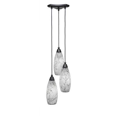 Toltec Lighting Europa 3 - Light Pendant in  Matte Black with 5.5" Black Fusion Shade