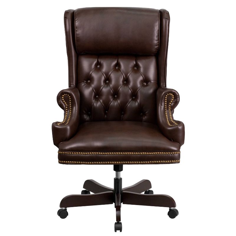 High Back Traditional LeatherSoft Tufted Executive Ergonomic Office Leather Chair Brown - Flash Furniture, 5 of 6