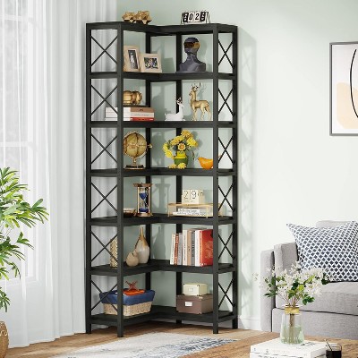 Hommoo 7-Tier Tall Corner Bookshelf