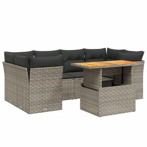vidaXL Garden Sofa Set Grey, Dark Grey - 1 of 4
