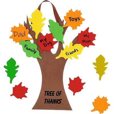 4E's Novelty Thankful Tree Craft Kit 12-Pack, Foam, Self-Adhesive - 11” Gratitude Tree Kit With Leaves To Write On, Perfect for Kids Ages 4-8