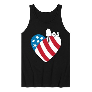 Men's - Peanuts - Snoopy On Flag Heart Graphic Tank Top - 1 of 4