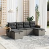 vidaXL 6 Piece Patio Sofa Set with Cushions Gray Poly Rattan - Gray without storage - 2 of 4