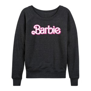 Women's - Barbie - Logo Retro-Women's French Terry Pullover Lightweight French Terry Wide Neck Long Sleeve Shirt - 1 of 4
