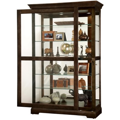 Espresso Finish Lighted Curio Cabinet with Glass Shelves