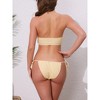 INSPIRE CHIC Women's O Ring Ruched Bandeau Ribbed Bikini Sets, Tie Front Top Triangle Bottom Swimwear Bathing Suits 1 Set - 3 of 4