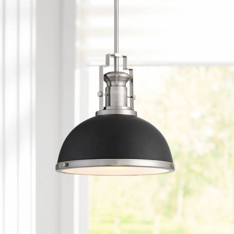 Possini Euro Design Black Brushed Nickel Dome Mini Pendant Light 13" Wide Modern Fixture for Kitchen Island Dining Room, 2 of 9