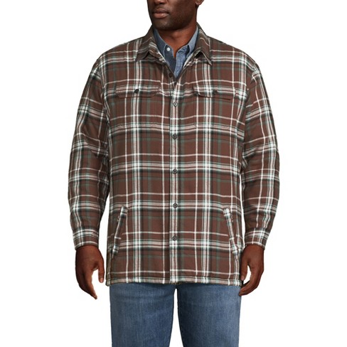 Land's End Men's Flannel Lined Long Sleeve Work Shirt Jacket