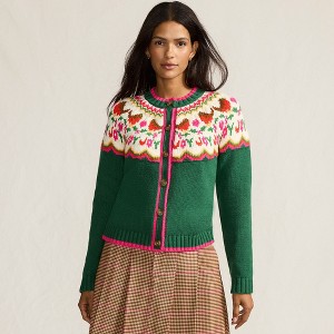 Lands' End Women's Lofty Birdseye Fair Isle Cardigan Sweater - 1 of 4