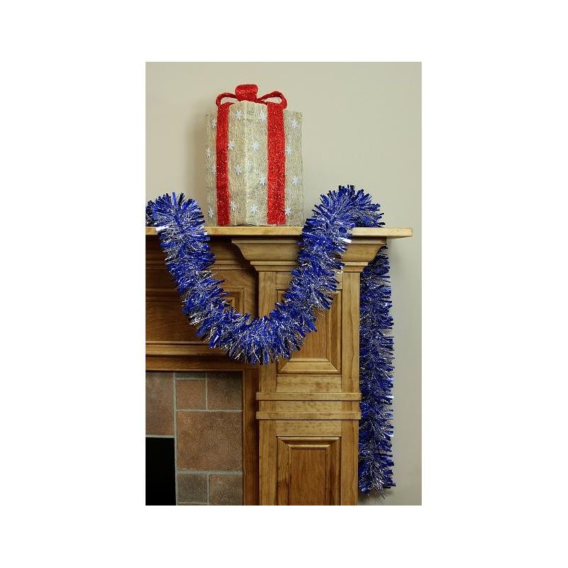 Northlight 12' x 3.5" Unlit Blue/Silver Wide Cut Tinsel Christmas Garland, 4 of 5