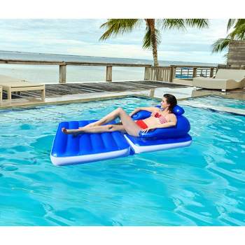 Northlight 74" Blue Convertible Lounge Chair Inflatable Swimming Pool Float