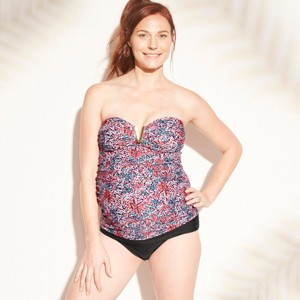 Maternity Floral Print V Wire Bandeau Tankini Top - Isabel Maternity by Ingrid & Isabel S, Women