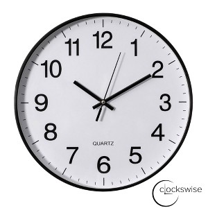 Clockswise Black Analog Clock – Silent, Non-Ticking for Wall, Office Desk, Table and Shelf, Battery-Operated Perfect for Home Office - 1 of 4