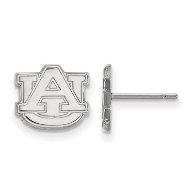 Black Bow Jewelry 14k White Gold Auburn Tigers NCAA Post Earrings