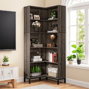 MAYEERTY 6-Tier Corner Bookcase, 71 inch L-Shaped Etagere Bookshelf - 1 of 4