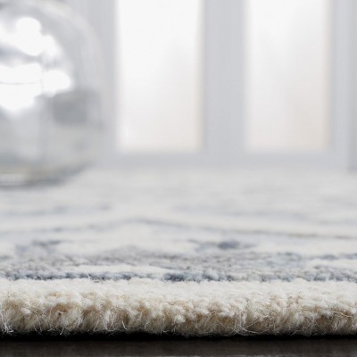 Gray and Ivory Floral Hand-Tufted Wool Runner Rug