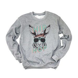Simply Sage Market Women's Graphic Sweatshirt Green Hip Hop Bunny - 1 of 3