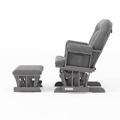 Serene Gliding Rocker and Ottoman in Cool Gray with Dark Gray Cushion
