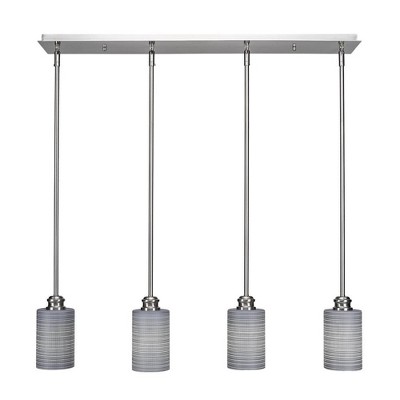 Toltec Lighting Edge 4 - Light Chandelier in  Brushed Nickel with 4" Gray Matrix Shade
