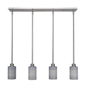 Toltec Lighting Edge 4 - Light Chandelier in  Brushed Nickel with 4" Gray Matrix Shade - 1 of 1