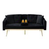 67.7"Futon Convertible Sleeper Sofa,Tufted Back,Square Arms and Golden Tapered Metal Legs,Velvet Twin Futon Sofa,Black - 2 of 4