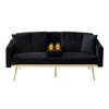 67.7"Futon Convertible Sleeper Sofa,Tufted Back,Square Arms and Golden Tapered Metal Legs,Velvet Twin Futon Sofa,Black - image 2 of 4