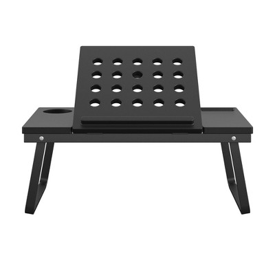 Black Steel Folding Lap Desk with Cup Holder