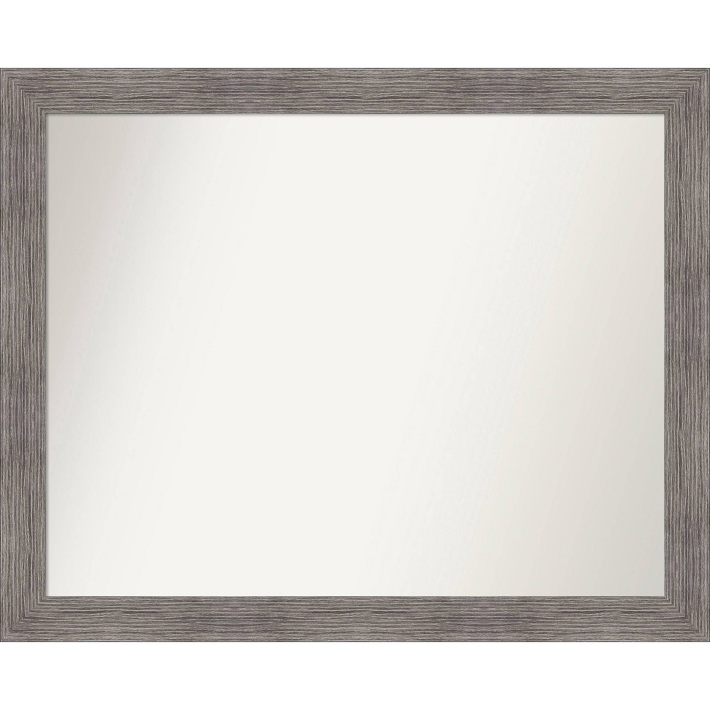 Photos - Wall Mirror 32" x 26" Non-Beveled Pinstripe Plank Gray Narrow  - Amanti Art
